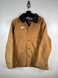 Vtg Dickies Mens Blanket Lined Barn Chore Work Jacket Sz Brown Sz XL 26x31.5 - Picture 1 of 10