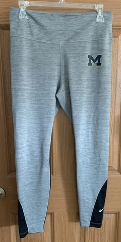 Nike Women's Dri Fit Michigan Wolverines Mesh Block Leggings Gray Sz Large EUC Cover