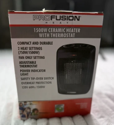 PROFUSION 2 HEAT SETTINGS 750W/1500W CERAMIC HEATER WITH THERMOSTAT - Image 1 of 4