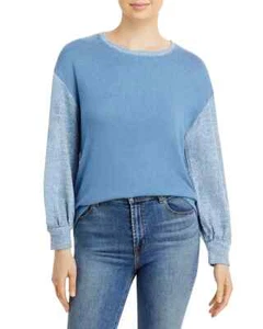 Cupio Womens Crochet Tie-Neck Long-Sleeve Pullover Top Blue Large NWT - Picture 1 of 7