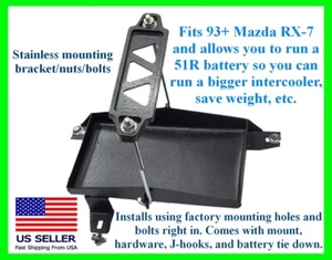fits RX-7 FD3S 93+ Bolt-in Stainless Tray Mount for 51R Battery Hold Tie Down - Picture 1 of 3