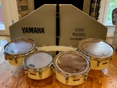 Yamaha (Japan) Marching Band Tenor Drums Quads w/ Hardshell Case. 10, 12, 13, 14 - Image 1 of 4