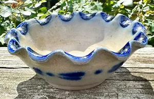 "Cuenco de baratija de cobalto de gres esmaltado con sal cerámica azul alemán 4,5"" decoración vintage" - Imagen 1 de 8
