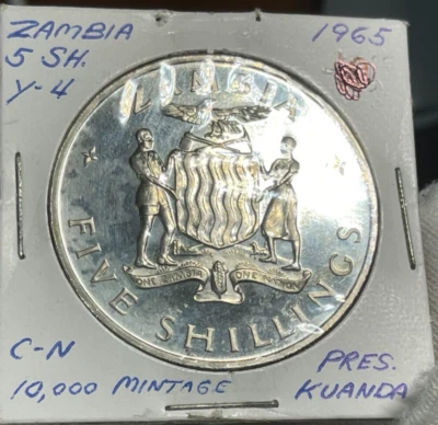 1965 Zambia 5 Shillings Proof Coin 10,000 Mintage High Grade High Value - Image 1 of 4