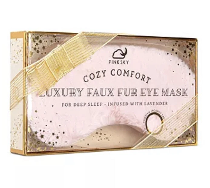 Pink Sky Cozy Comfort Faux Fur Eye Mask Infused With Lavender Pink - NIB - Image 1 of 3
