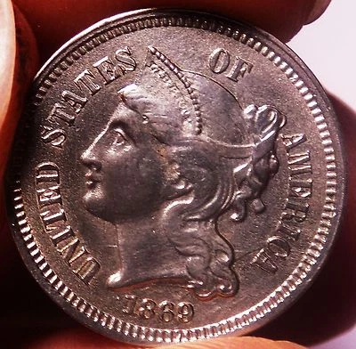 Three Cent Nickel 1869 UNC++ Rare DDO RPD FS 301 or 302 Rare  - Image 1 of 3