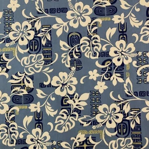 Blue Hibiscus Vintage Poly Cotton Print Fabric 44” width Sold by the Yard - Picture 1 of 2