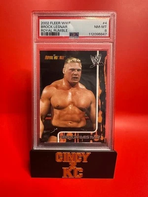 Tarjeta de novato Fleer WWF Brock Lesnar #4 2002 PSA 8 - casi nueva-como nueva Foto 1 de 2