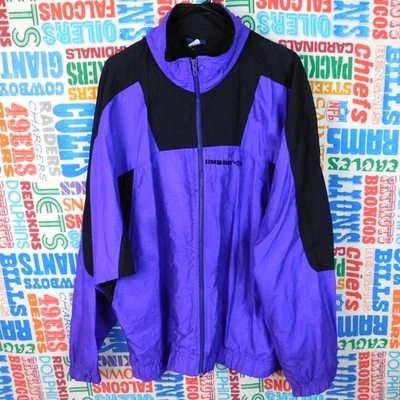 Jaqueta Umbro Windbreaker Vintage Tamanho L Roxa Preta Zíper Completo Anos 90 Retrô - Imagem 1 de 4