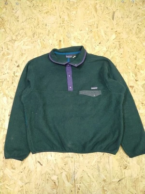 Vtg 80s Mens Patagonia Synchilla Snap Fleece Green jacket Size XL - Image 1 of 4