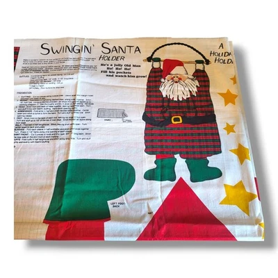 "Swingin' Santa Holder" Cut & Sew Springs Fabric Panel 60 x 34 Inches - Image 1 of 4