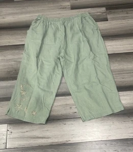 Erika Pants Womens XL Capri Crop Elastic Waist Pockets Casual Summer Relaxed Fit - Picture 1 of 4