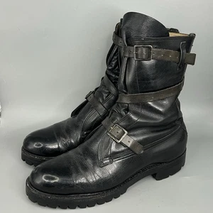 Dehner Mens Tanker Boots 9D? Black Leather Motorcycle Engineer Vibram Sole USA - Picture 1 of 21