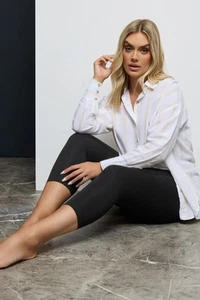 Yours Curve Womens Cotton Essential Cropped Leggings - Picture 1 of 8