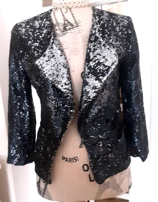 Chaqueta de Noche GUESS Los Angeles Plateada y Laca Lentejuelas TALLA S Foto 1 de 4