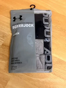 UNDER ARMOUR UA COTTON STRETCH BOXER JOCK 4 PACK BOXER BRIEFS YOUTH SMALL- NEW - Picture 1 of 2