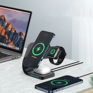 Support de Charge Multifonction Charge Magnétique Sans Fil 15W Charge Rapide - Photo 1 sur 5