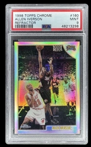 1998 Topps Chrome Refractor Allen Iverson #160 PSA 9 Low Pop Only 2 Higher - Picture 1 of 2