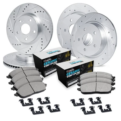 For Volvo 960 95-97 Drilled & Slotted Front & Rear Brake Kit w Euro Ceramic Pads - Image 1 of 2