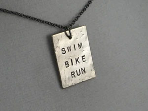 SWIM BIKE RUN TRIATHLON NECKLACE~Run Jewelry~Triathlete Necklace~Swim Jewelry - Picture 1 of 3