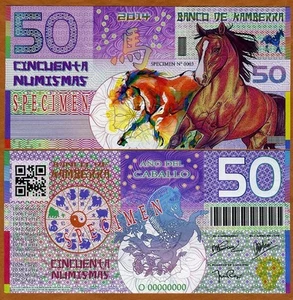 SPECIMEN Kamberra, 50 Numismas, China Lunar Year 2014, UNC Horse - Picture 1 of 1