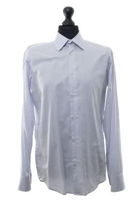 HUGO BOSS Enzo Camicia A Maniche Lunghe M KW40 Grigio Chiaro Cotone ÄL:69cm - Immagine 1 di 4