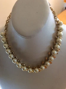 NWT GOLD TONE  CAROLEE PEARL COLLAR NECKLACE P132 - Picture 1 of 6