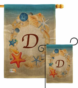 Bandera de jardín de arpillera inicial de verano D playa costera decoración regalo patio banner - Imagen 1 de 19