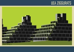 Grüner Ziggurats Postkartendruck, limitierte Auflage Giclée, verschiedene Größen, ungerahmt - Bild 1 von 14