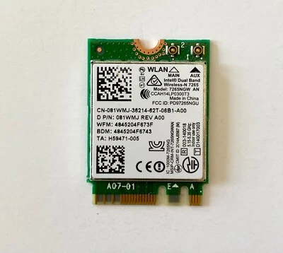 NEW Intel Wireless-N 7265NGW 802.11 bgn 2x2 2.4GHz Wi-Fi Card (No Bluetooth)  - Image 1 of 2