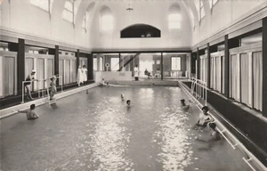 SCHWEIZ, BAD RAGAZ, THERMALSCHWLMMBAD, GEST. POSTKARTE, 1957 - Bild 1 von 2