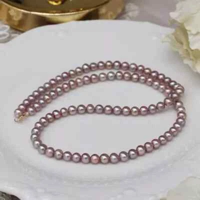 gorgeous 5-6mm south sea round lavender pearl necklace 18 inch 925s - Image 1 of 3