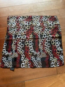 Cejon Chain Square Scarf Vintage Black w/Red, White and Gold 20" - Picture 1 of 14