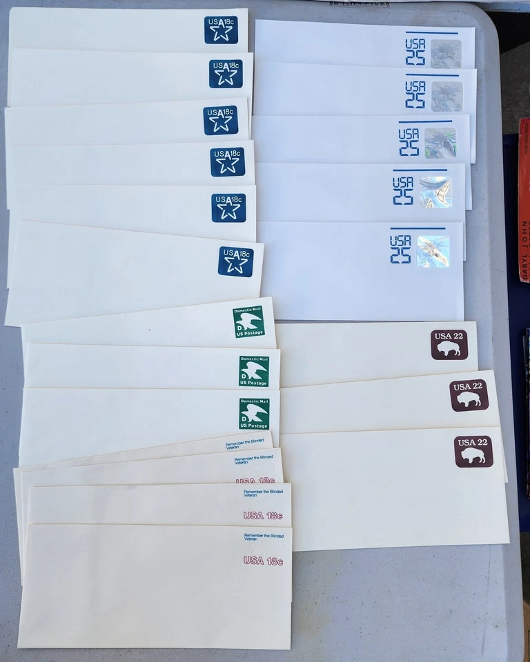 Lot of 21 USA Postage Stamped Envelopes Scott # U593 U607 U600 U617 U608 - Image 1 of 4