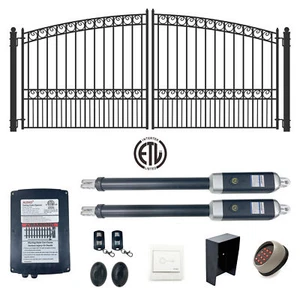 ALEKO Paris Style Dual Swing Steel Driveway Gate 14 feet with Gate Opener - Picture 1 of 12