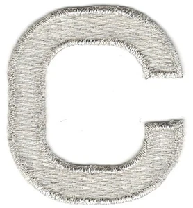 1 7/8" hell metallic silber Monogramm Block Buchstabe C Stickerei Patch - Bild 1 von 1