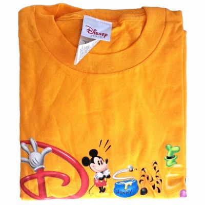 Disney Children's T Shirt Vintage Classic Kids Sz LARGE Gold Yellow Mickey Glove - Image 1 of 4