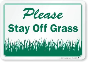SmartSign "Please Stay Off Grass" Sign | 7" x 10" Aluminum, Qty. of 4 (1 Lot) - Picture 1 of 6