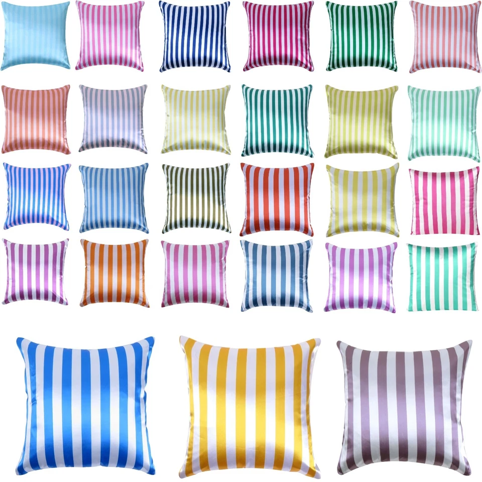 Satin Striped Pillowcase Decorative Throw Pillow Covers Home Decor Cushion Cover - Image 1 of 1