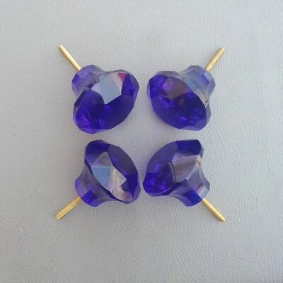 De colección Azul Victoriano Corte Diamante Vidrio Cajón Perilla Tirador 4PC Foto 1 de 4