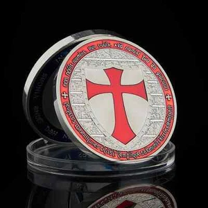 Masonic Red Knights Templar Crusaders Commemorative Freemason Silver Coin - Picture 1 of 6