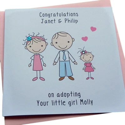 Handmade personalised Adoption / Forever family Card - any family size  - Image 1 of 3