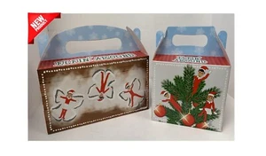 Christmas ELF Party Boxes Childrens Festive Santa Food Meal Box Bag Plate HB - Picture 1 of 4
