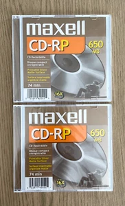 2 MAXELL CD-RP MEDIA 650 MB 74 MIN 1X TO 16X CERIFIED RECORD PRINT SILVER MATE - Picture 1 of 4