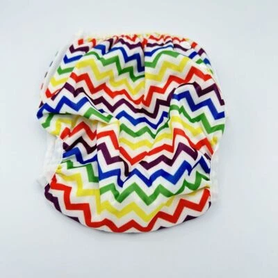Baby Swim Diaper Cover Adjustable Snap Rainbow Chevron Print One Size - Image 1 of 4
