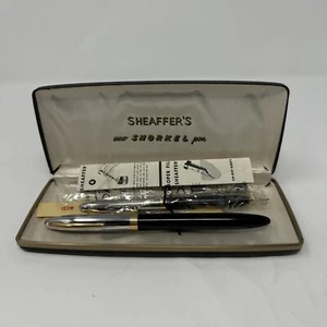 Vintage Sheaffer Snorkel Fountain Pen and Pencil Set in Case 14k Gold Nib - Picture 1 of 14