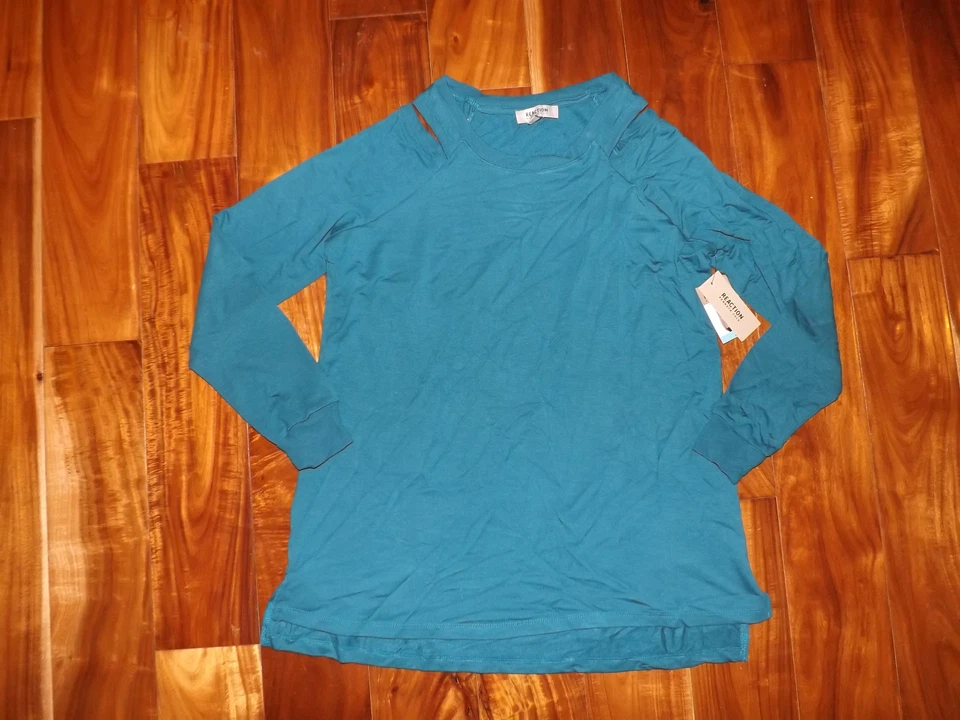 NWT Womens KENNETH COLE Lyons Blue Cold Shoulder Shirt Top Size S Small $39 Foto 1 de 1