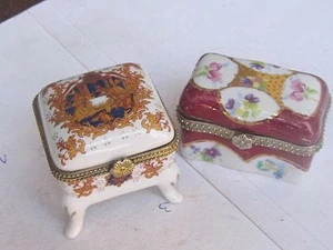 Vintage NAV Collection Portagese Porcelain Hand Painted Trinket Box-Set of 2 - Bild 1 von 11