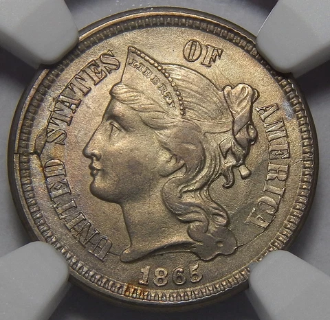 1865 NGC MS64 THREE CENT NICKEL Cover