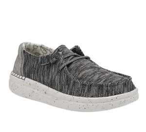 Hey Dude Wendy Sox Women's Shoes Sz 7 Dark Grey White Slip On Casual Loafers NEW - Picture 1 of 8